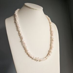 Light Pink Puka Shell Necklace Vintage Tropical Beach Handmade Beaded
